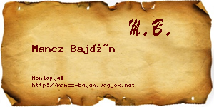 Mancz Baján névjegykártya
